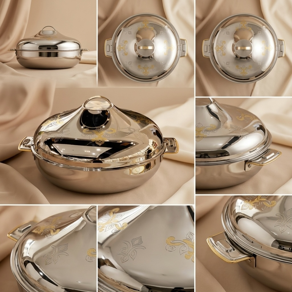 Elmah Gold Hot Pot 32 cm – Stainless Steel Food Warmer - Mawaeen