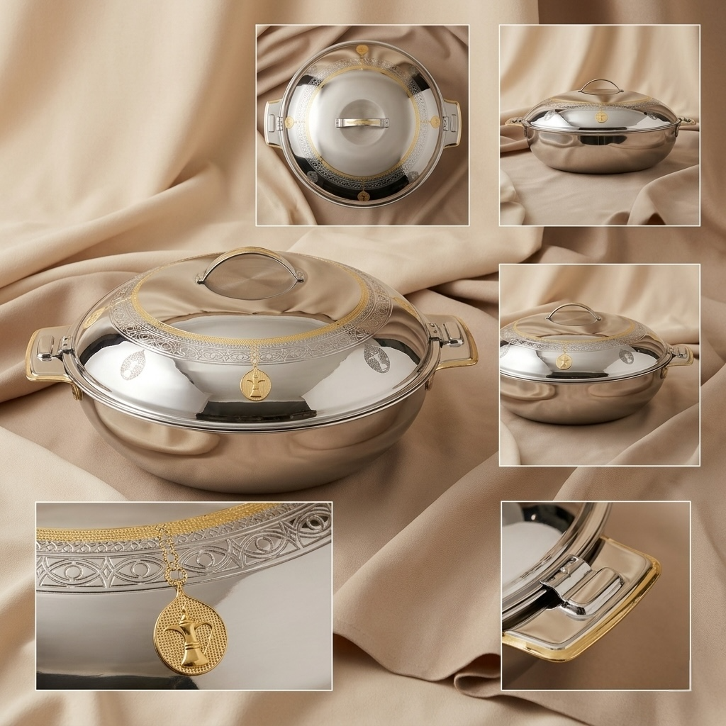 Salemah Gold Hot Pot 36 cm – Stainless Steel Food Warmer - Mawaeen