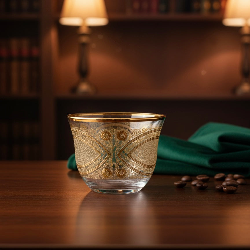 Cawa Arabic Coffee Cups Set Gold – 6 Pieces (80cc, Turkish Made) - Mawaeen