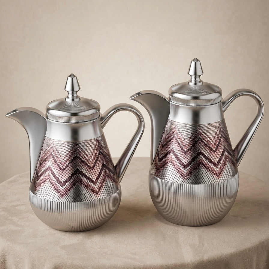 Arabic Dallah Set 0.35L + 0.5L – Matt Silver | Najib - Mawaeen