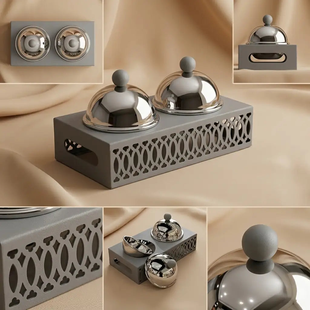 Modern Dual Candy Bowl Set - Gray - Mawaeen