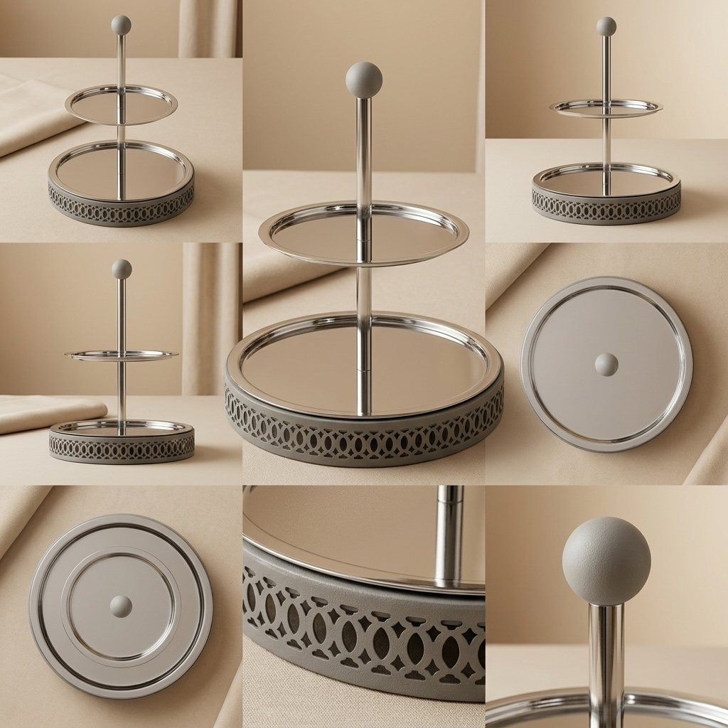 Modern 2-Tier Dessert & Candy Stand - Gray - Mawaeen