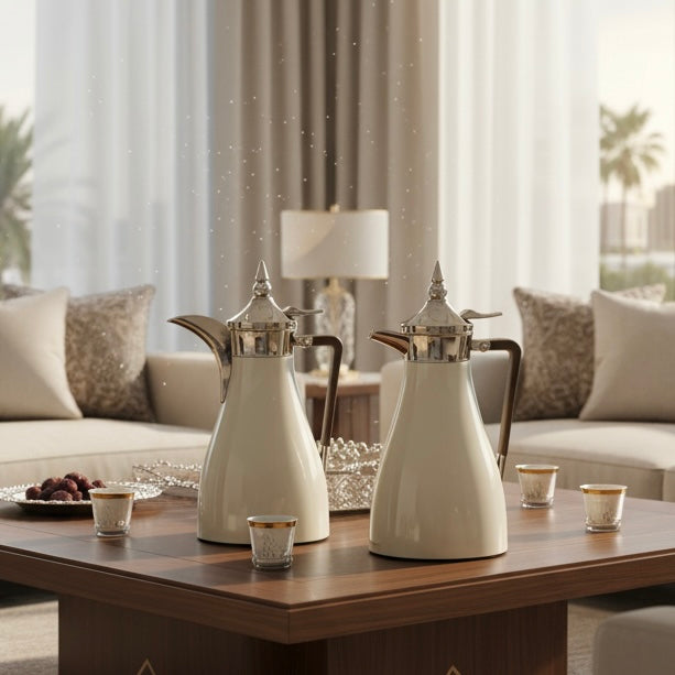 Regal Elegant Arabic Dallah Set – Modern Tapered Silhouette (1L + 1L) - Mawaeen