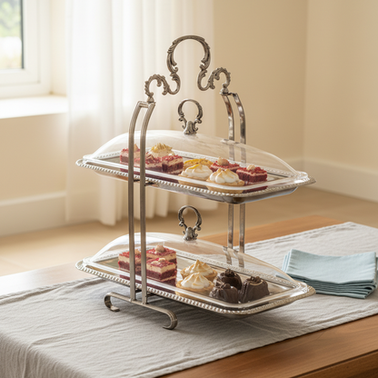 2-Layer Serving Stand - Chrome - Mawaeen