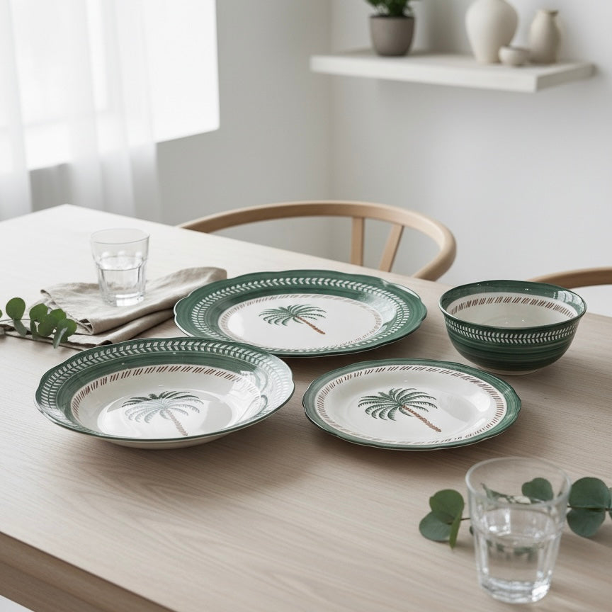 Dinnerware Set Nakhla Green – 24 Pieces (Service for 6) - Mawaeen