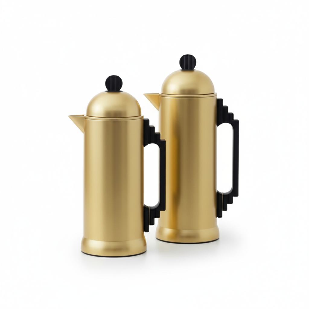 Al Marjan Dallah Set – 0.7L & 1L - M/Gold wood - Mawaeen