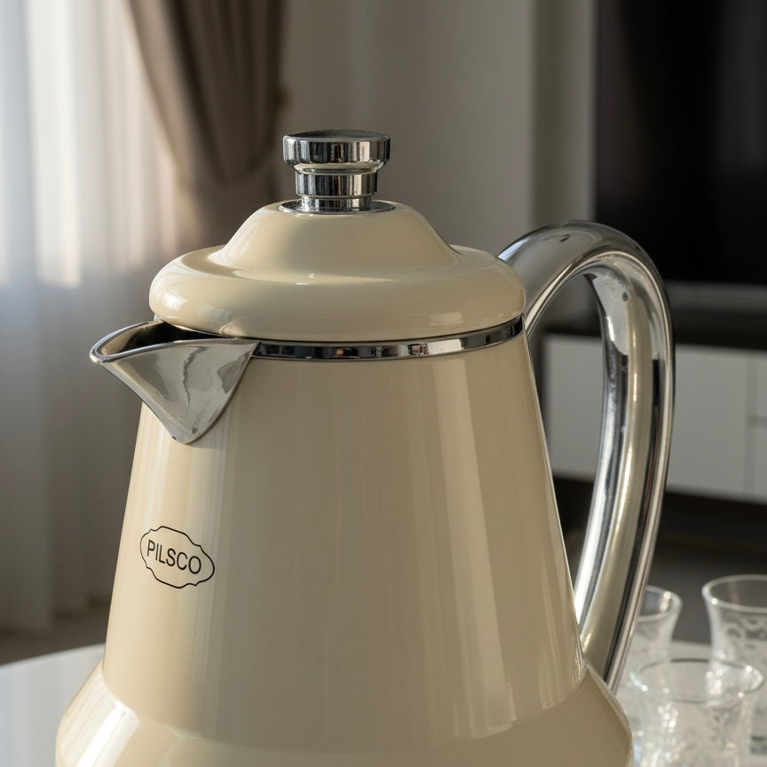 Pilsco Premium Thermal Flask – (Ivory & Silver, 0.65L) - Mawaeen