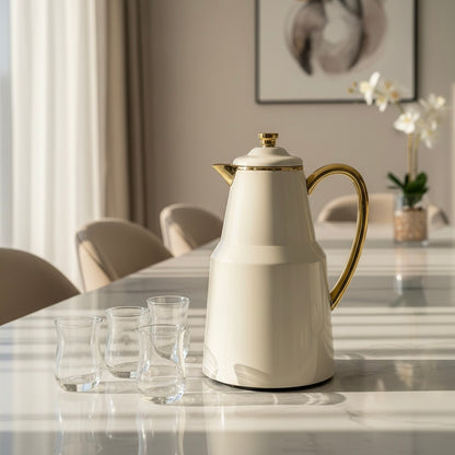 Pilsco Premium Thermal Flask – (ivory & gold, 1.3L) - Mawaeen