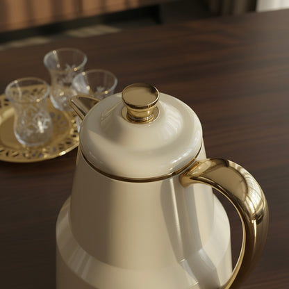 Pilsco Premium Thermal Flask – (ivory & gold, 1.0L) - Mawaeen