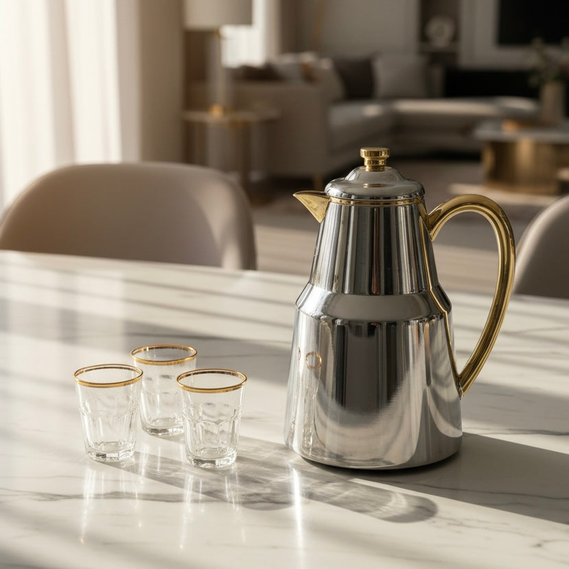 Pilsco Premium Thermal Flask – (Silver & Gold, 0.65L)