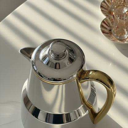 Pilsco Premium Thermal Flask – (Silver & Gold, 0.35L) - Mawaeen