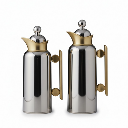 ZOLTEN Dallah Set – 0.7L & 1L - Silver Gold - Mawaeen