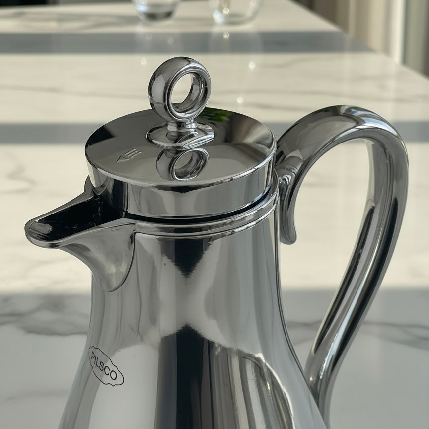PILSCO Double Set – Coffee & Tea Thermal Flask ( Silver, 1L + 0.7L)