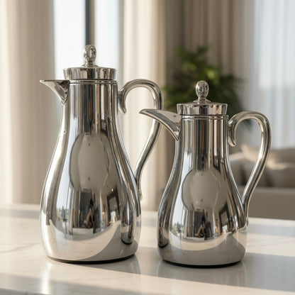 PILSCO Double Set – Coffee & Tea Thermal Flask ( Silver, 1L + 0.7L)
