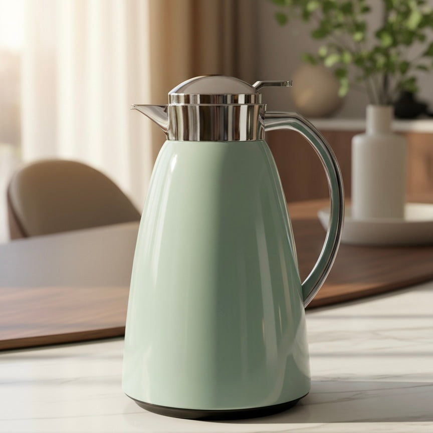 Emsa Premium pastel Green & silver Thermal Coffee Flask – 1L - Mawaeen