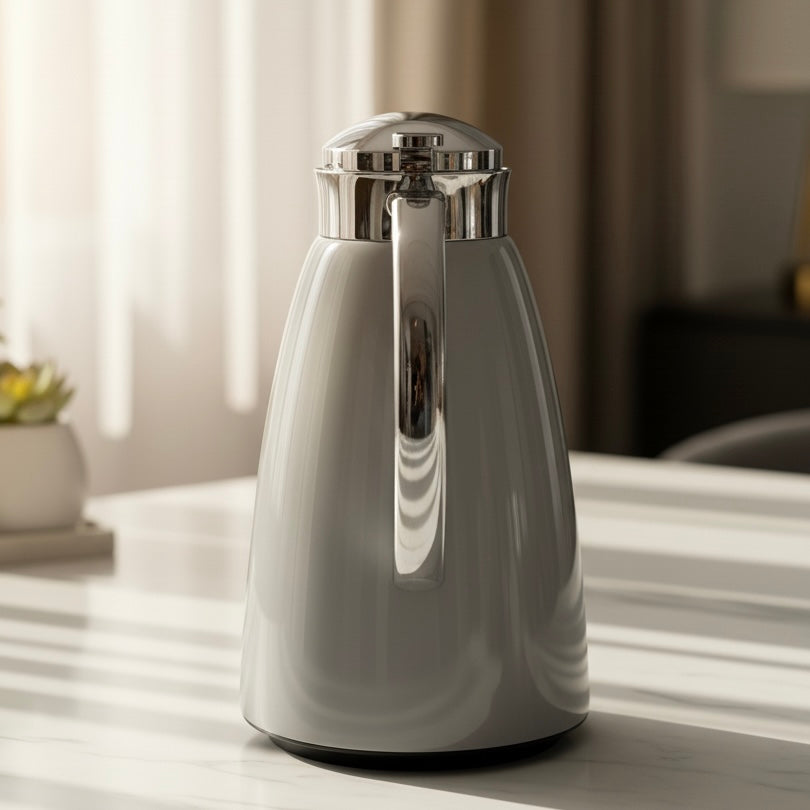 Emsa Premium Light Gray & silver Thermal Coffee Flask – 1L - Mawaeen