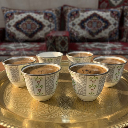 Cawa Arabic Coffee Cups Set S/Line – 12 Pieces (120cc) - Mawaeen