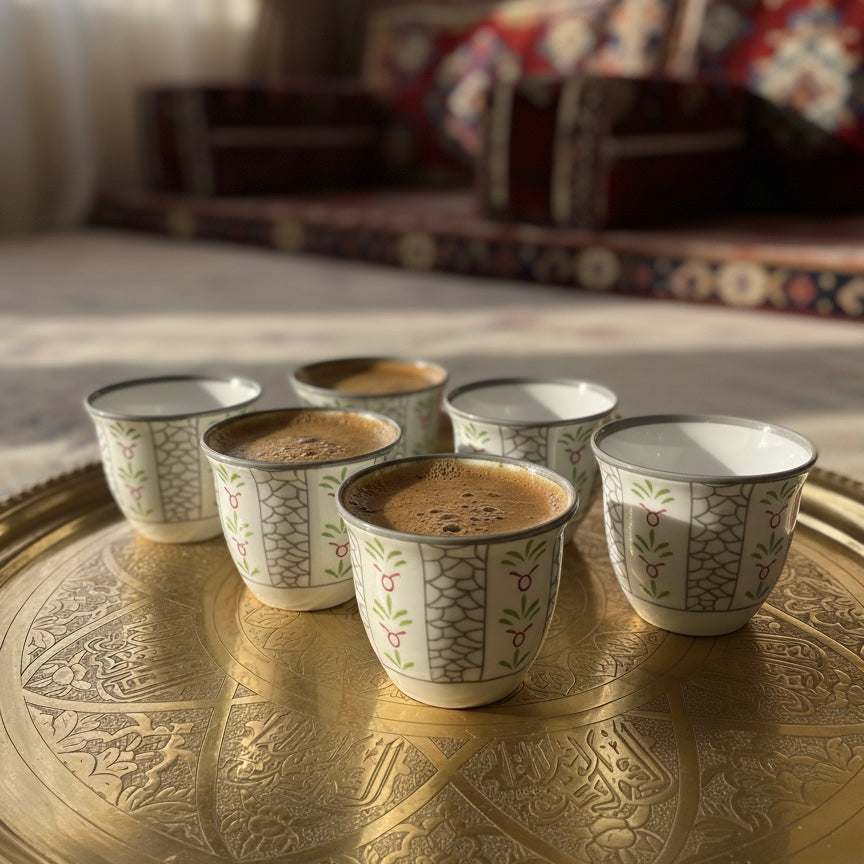 Cawa Arabic Coffee Cups Set S/Line – 12 Pieces (80cc) - Mawaeen