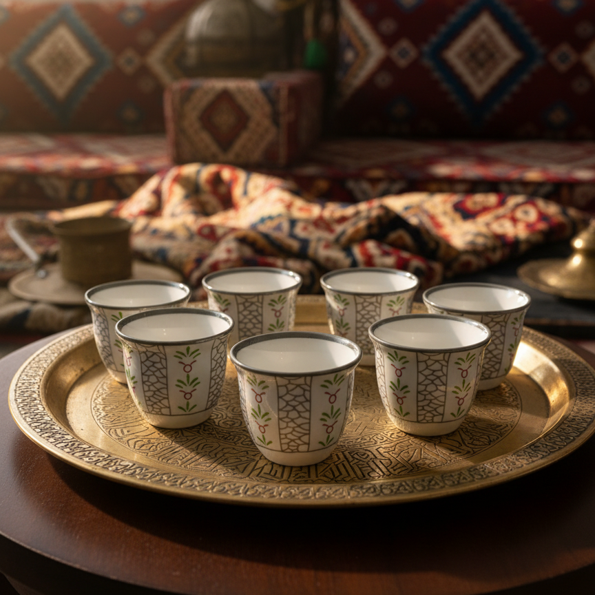 Cawa Arabic Coffee Cups Set S/Line – 12 Pieces (80cc) - Mawaeen