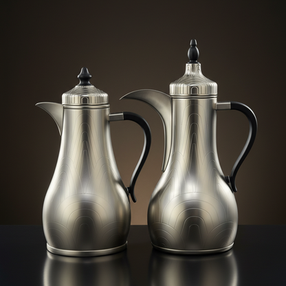 Premium Stainless Steel Dallah Set – Matt Silver - Mawaeen
