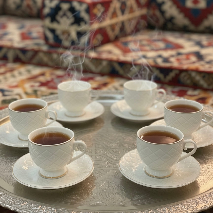 Cawa Arabic Coffee Cups Set G/Line – 6 Pieces (80cc) - Mawaeen