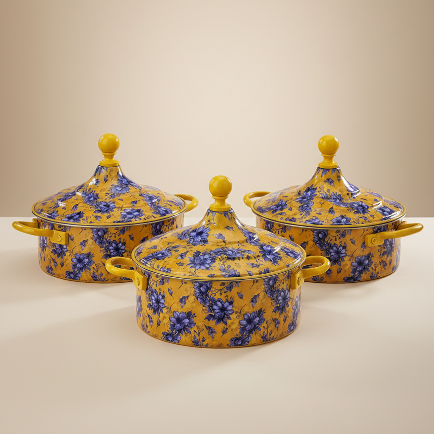 Floral Food Warmer Set Flower – 3 Pieces (2.5L, 3.5L, 5.5L) - Mawaeen