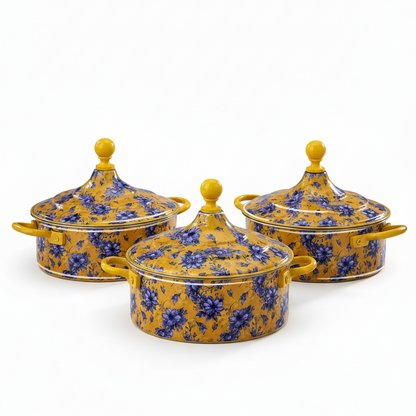 Floral Food Warmer Set Flower – 3 Pieces (2.5L, 3.5L, 5.5L) - Mawaeen