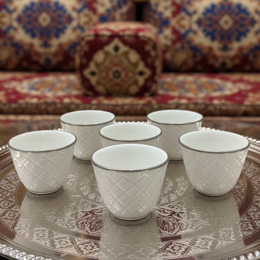 Cawa Arabic Coffee Cups Set S/Line – 12 Pieces (80cc) - Mawaeen