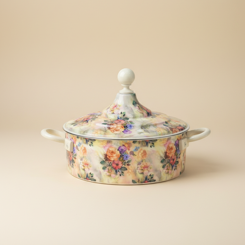 Floral Food Warmer Set Beige – 3 Pieces (2.5L, 3.5L, 5.5L) - Mawaeen