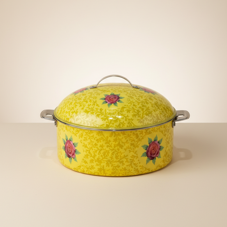 Floral Food Warmer Set Yellow – 3 Pieces (2.5L, 3.5L, 5.5L) - Mawaeen