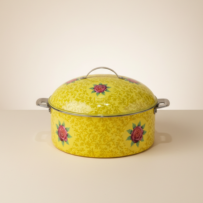 Floral Food Warmer Set Yellow – 3 Pieces (2.5L, 3.5L, 5.5L) - Mawaeen