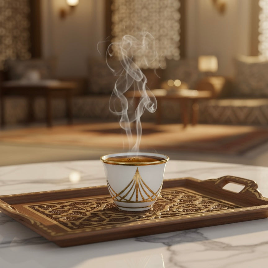 Cawa Arabic Coffee Cups Set G/Line – 12 Pieces (80cc) - Mawaeen