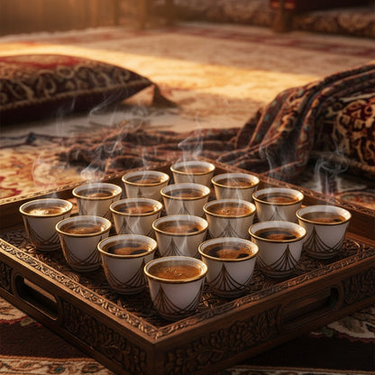 Cawa Arabic Coffee Cups Set G/Line – 12 Pieces (80cc) - Mawaeen