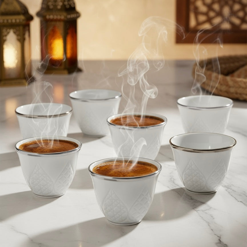 Cawa Arabic Coffee Cups Set S/Line – 12 Pieces (80cc) - Mawaeen
