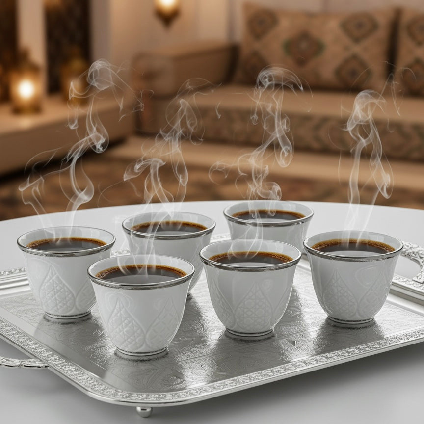 Cawa Arabic Coffee Cups Set S/Line – 12 Pieces (80cc) - Mawaeen