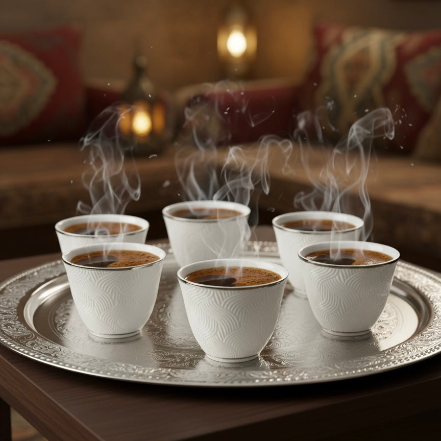 Cawa Arabic Coffee Cups Set S/Line – 12 Pieces (80cc) - Mawaeen