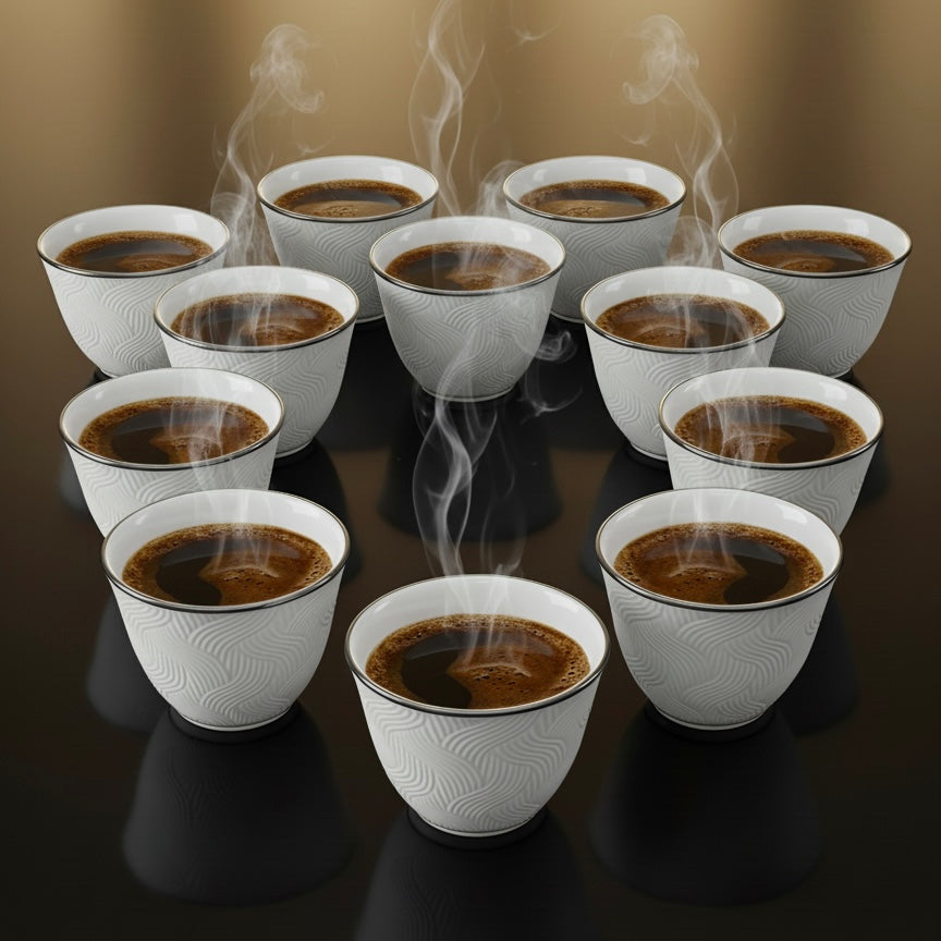 Cawa Arabic Coffee Cups Set S/Line – 12 Pieces (80cc) - Mawaeen