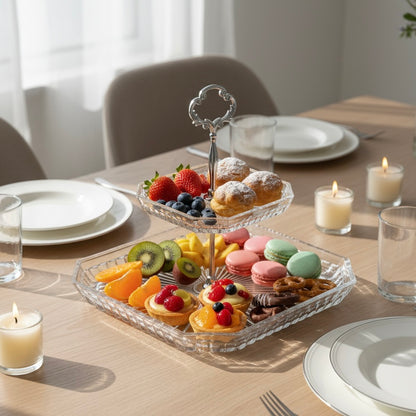 Mawaeen 2-Tier Luxury Glass Cake Stand – Elegant Serving Display