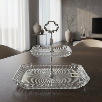 Mawaeen 2-Tier Luxury Glass Cake Stand – Elegant Serving Display