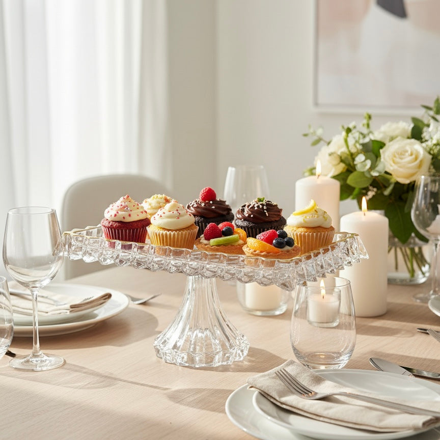 Mawaeen Luxury Glass Cake Plate – Golden Rim - Mawaeen