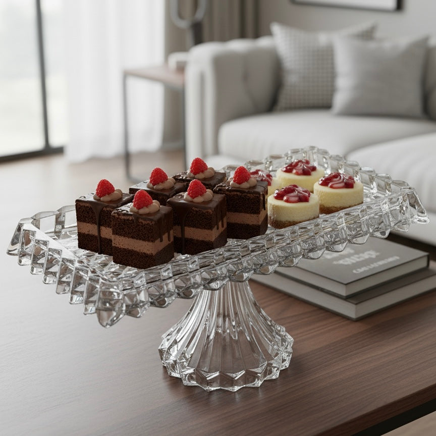 Mawaeen Luxury Glass Cake Plate – Clear - Mawaeen