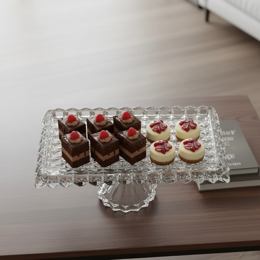 Mawaeen Luxury Glass Cake Plate – Clear - Mawaeen