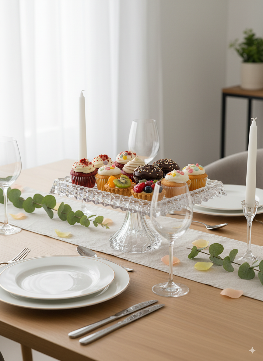 Mawaeen Luxury Glass Cake Plate – Clear - Mawaeen