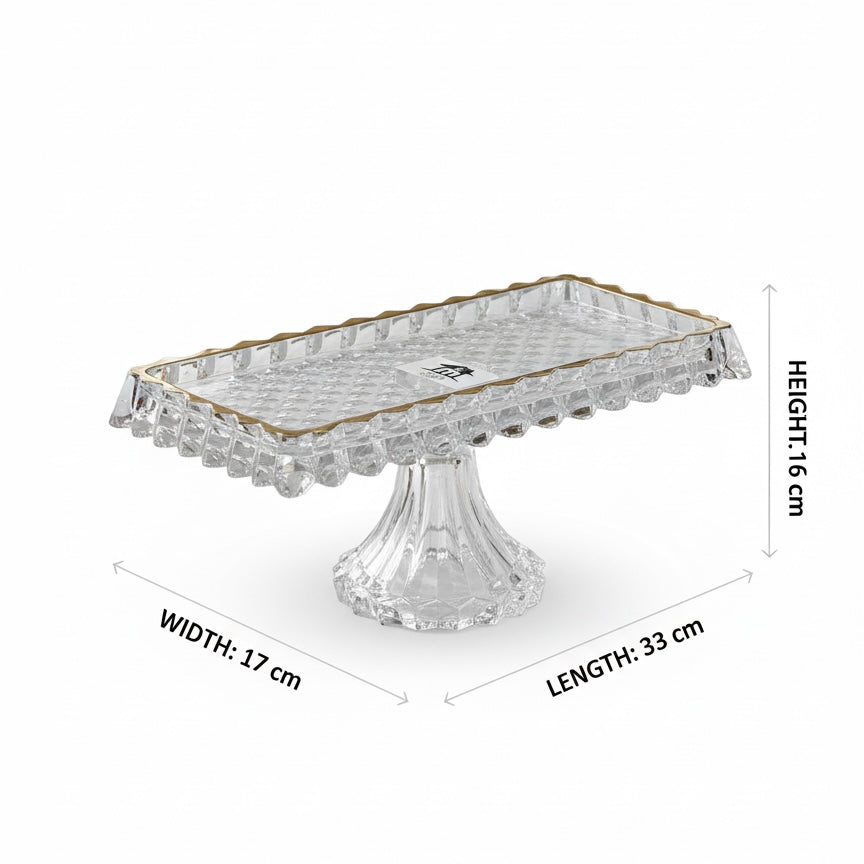 Mawaeen Luxury Glass Cake Plate – Golden Rim - Mawaeen