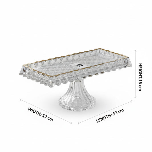 Mawaeen Luxury Glass Cake Plate – Golden Rim - Mawaeen