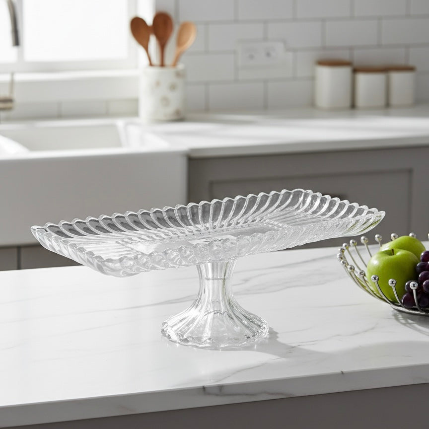 Mawaeen Luxury Glass Cake Plate – Clear - Mawaeen