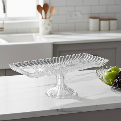 Mawaeen Luxury Glass Cake Plate – Clear - Mawaeen