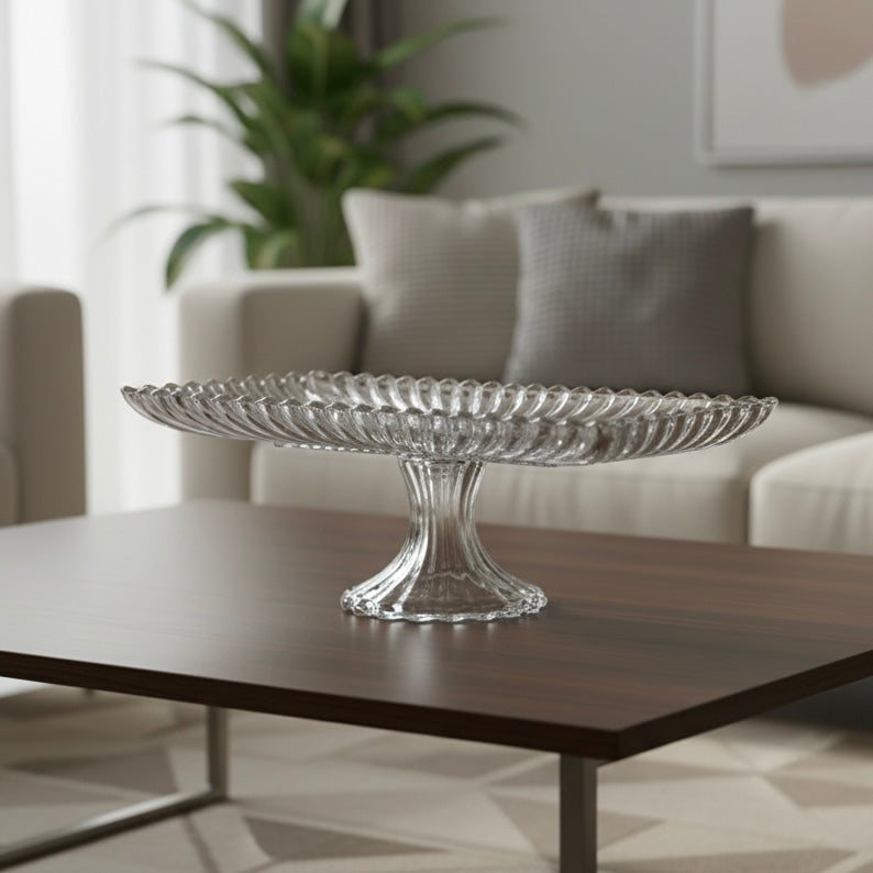 Mawaeen Luxury Glass Cake Plate – Clear - Mawaeen