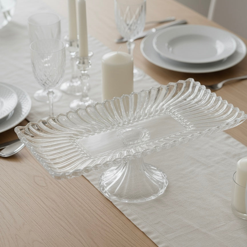 Mawaeen Luxury Glass Cake Plate – Clear - Mawaeen
