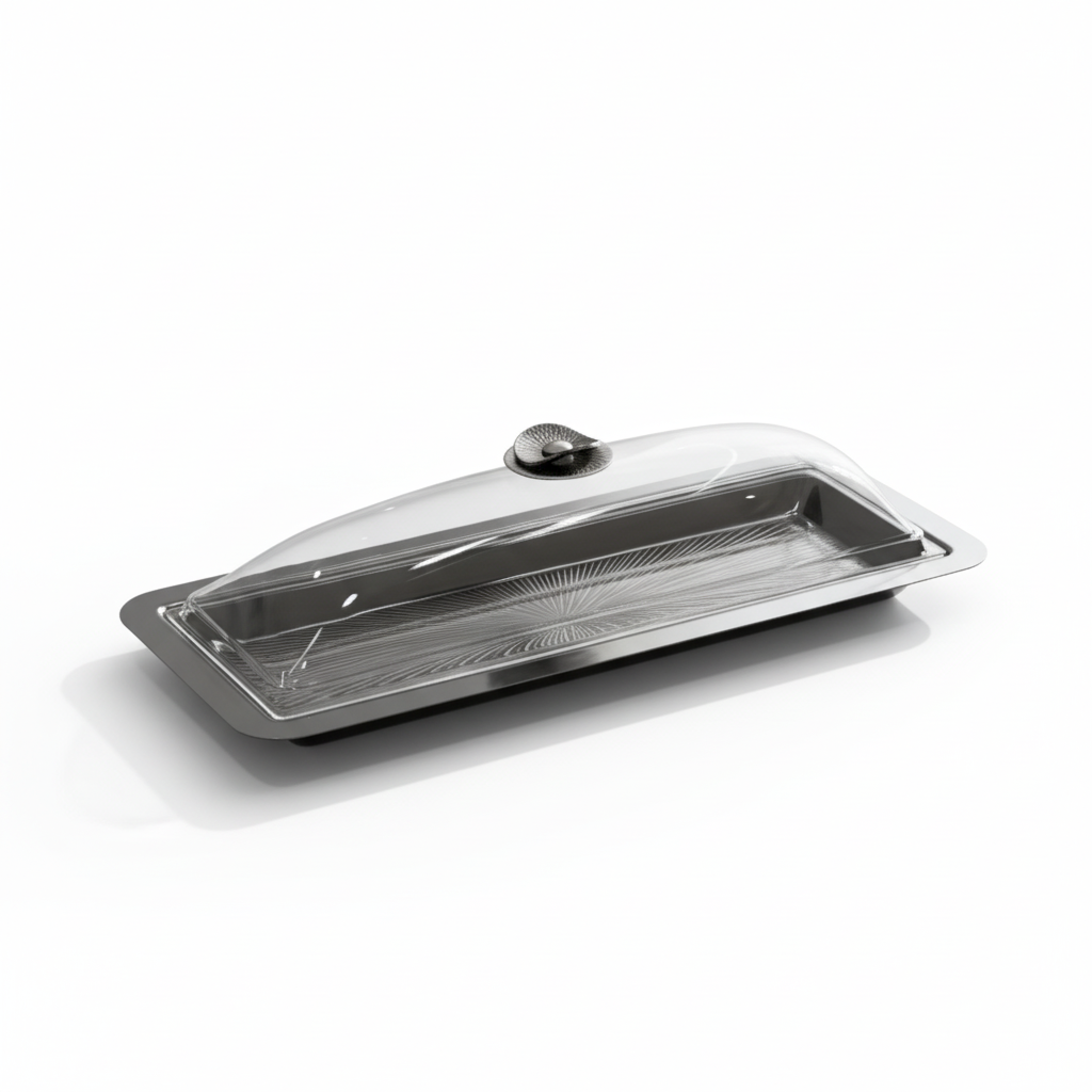 Covered Cake & Candy Tray Chrome - (L) - Mawaeen